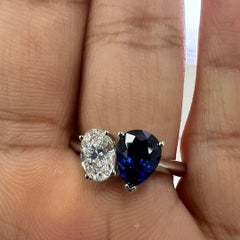 Sapphire and Diamond 'Toi et Moi' Ring