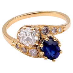 Sapphire and Diamond Toi et Moi Ring