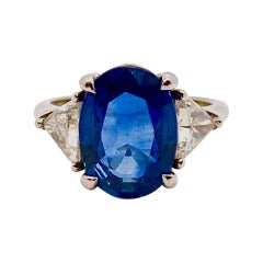 Sapphire and Diamond Trillions Ring