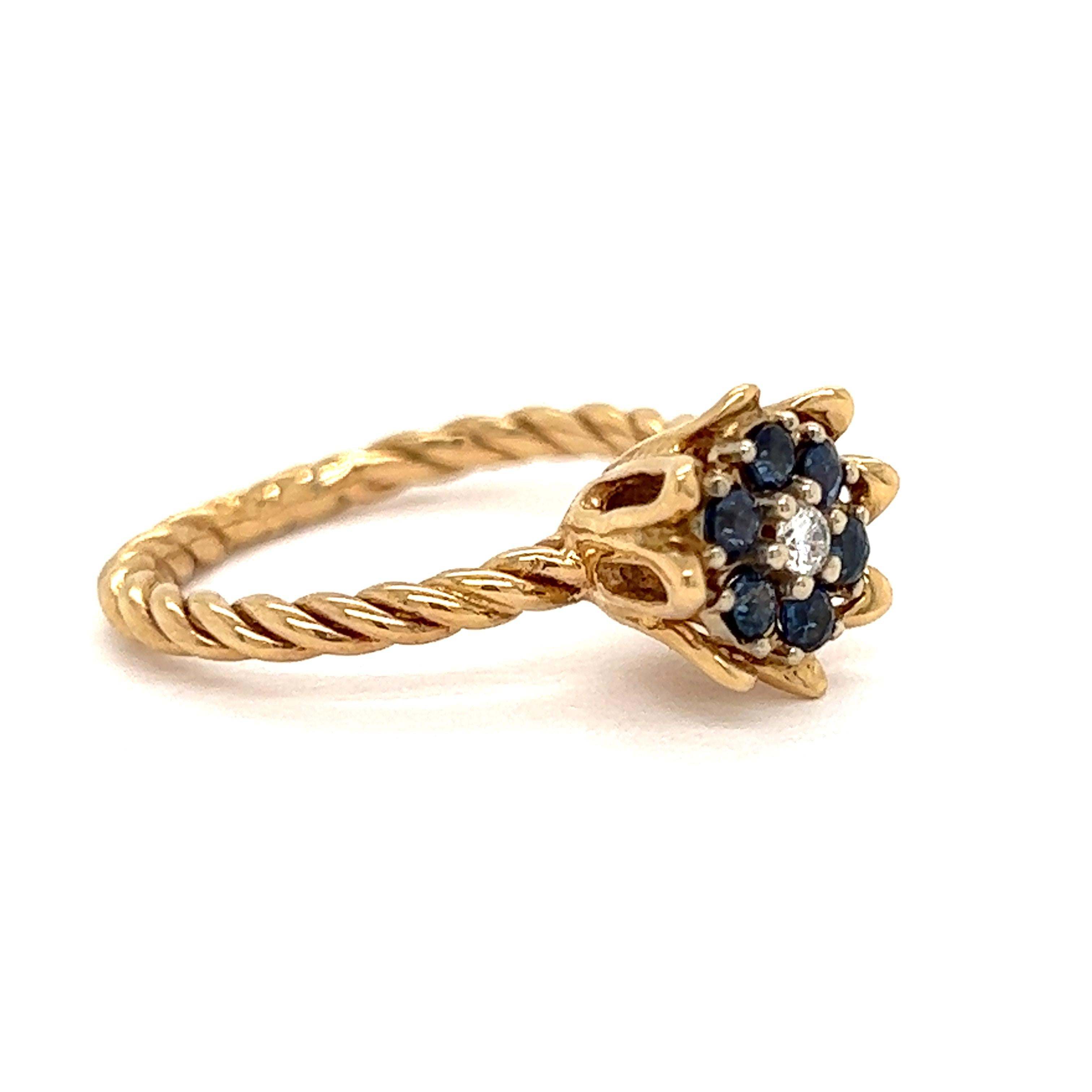 Tulpe-Ring mit Saphir und Diamant (Rundschliff)