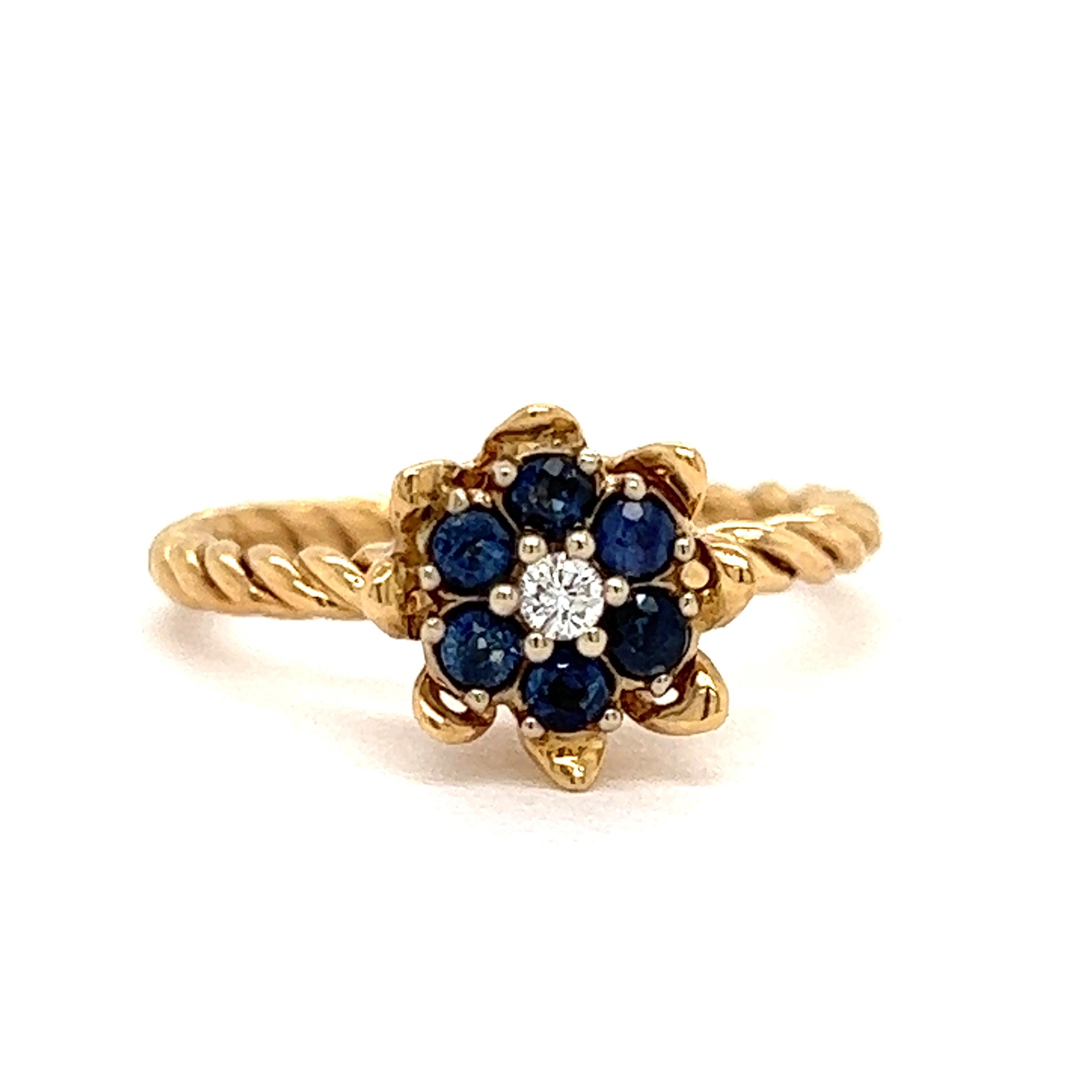 Tulpe-Ring mit Saphir und Diamant 1