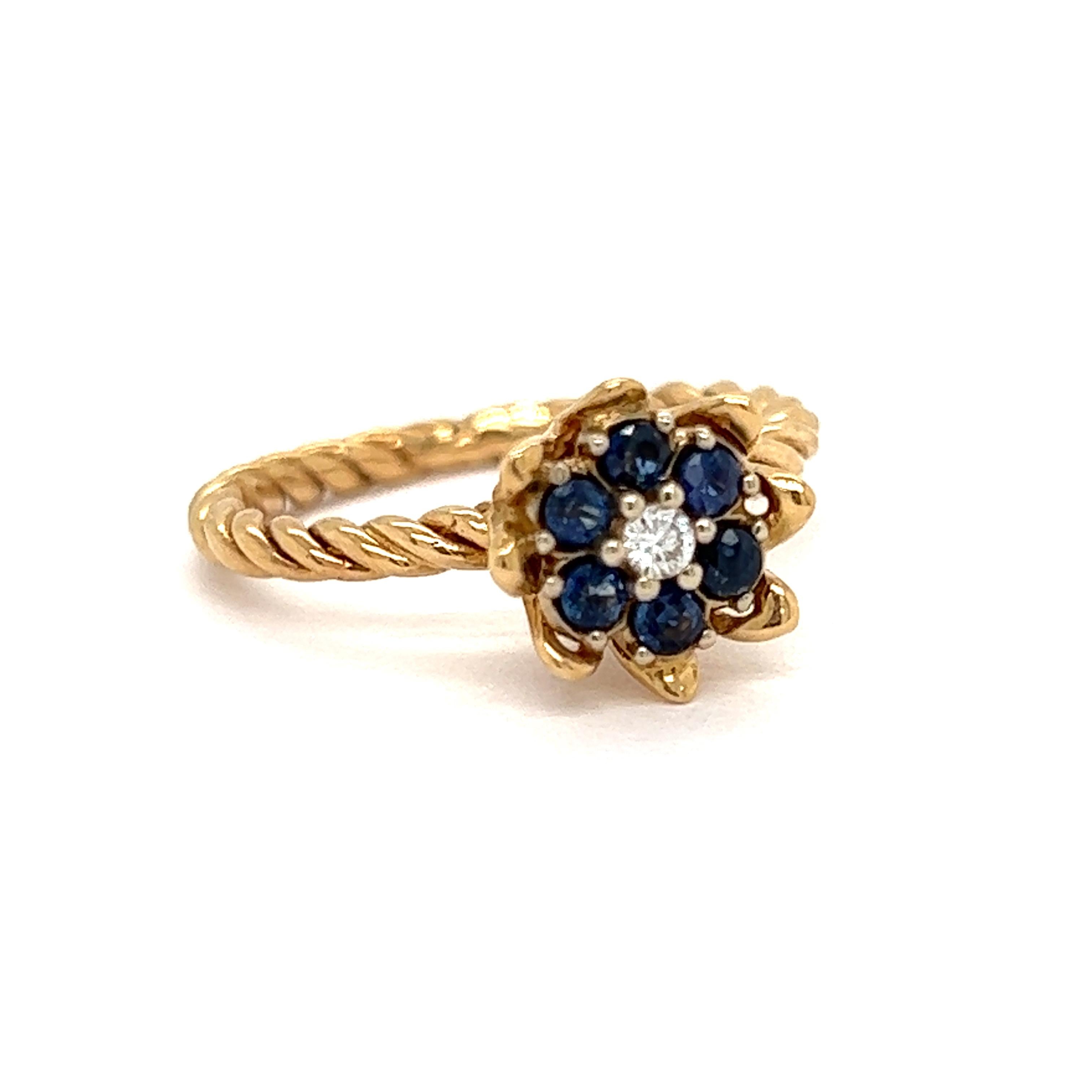 Tulpe-Ring mit Saphir und Diamant 2