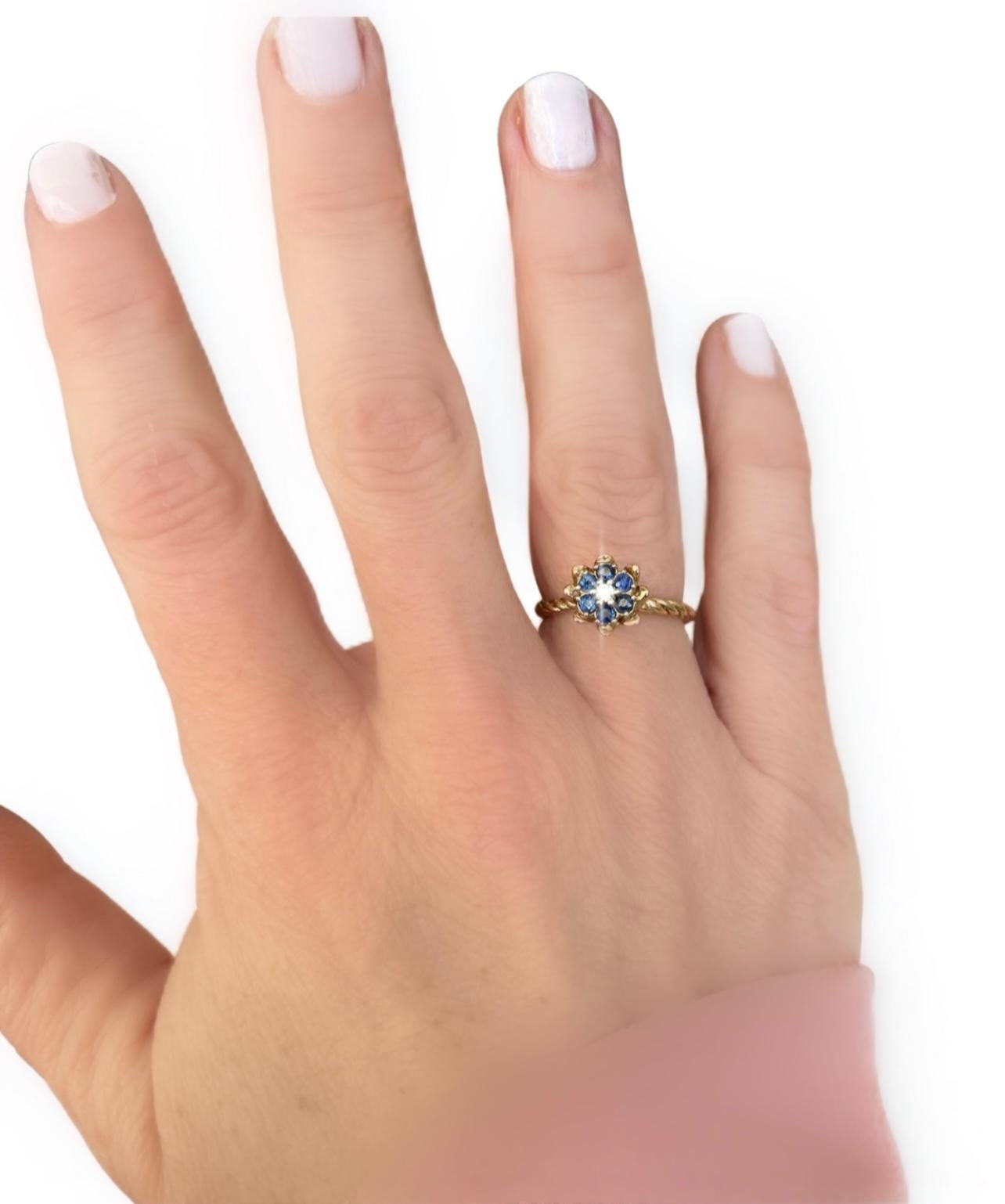 Tulpe-Ring mit Saphir und Diamant 3