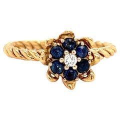 Tulpe-Ring mit Saphir und Diamant