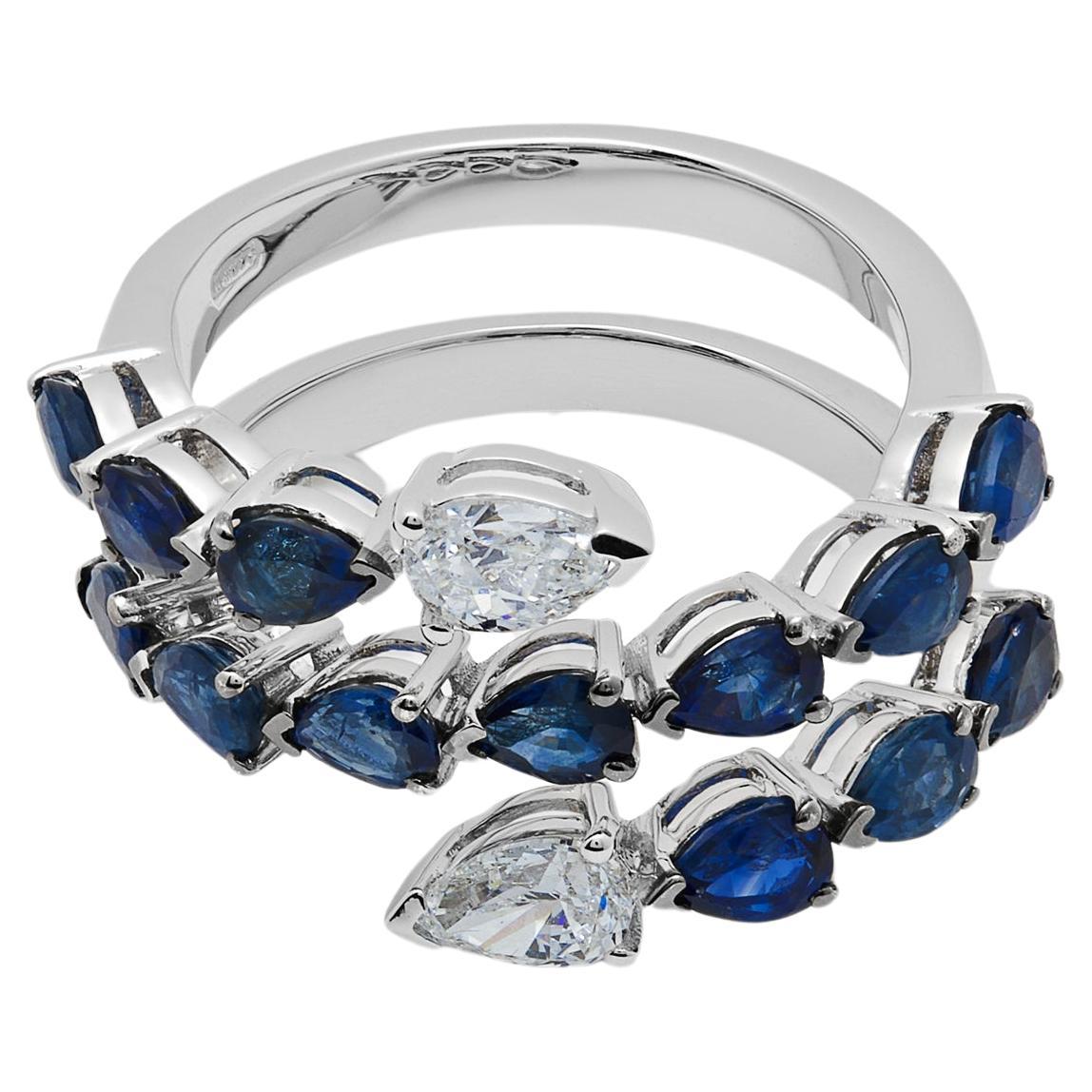 Sapphire and Diamond Twist Ring For Sale