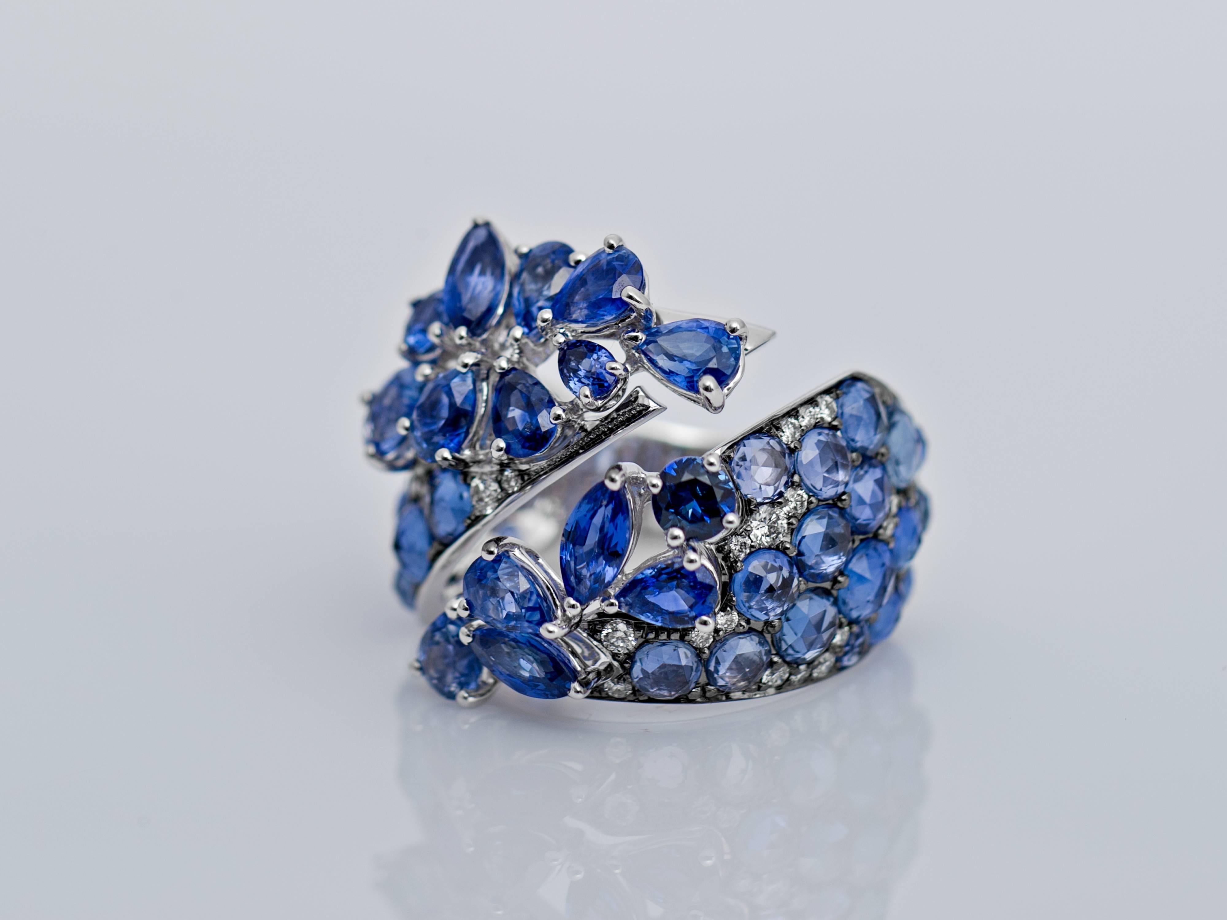 Marquise Cut Sapphire and Diamond Twisted Ring