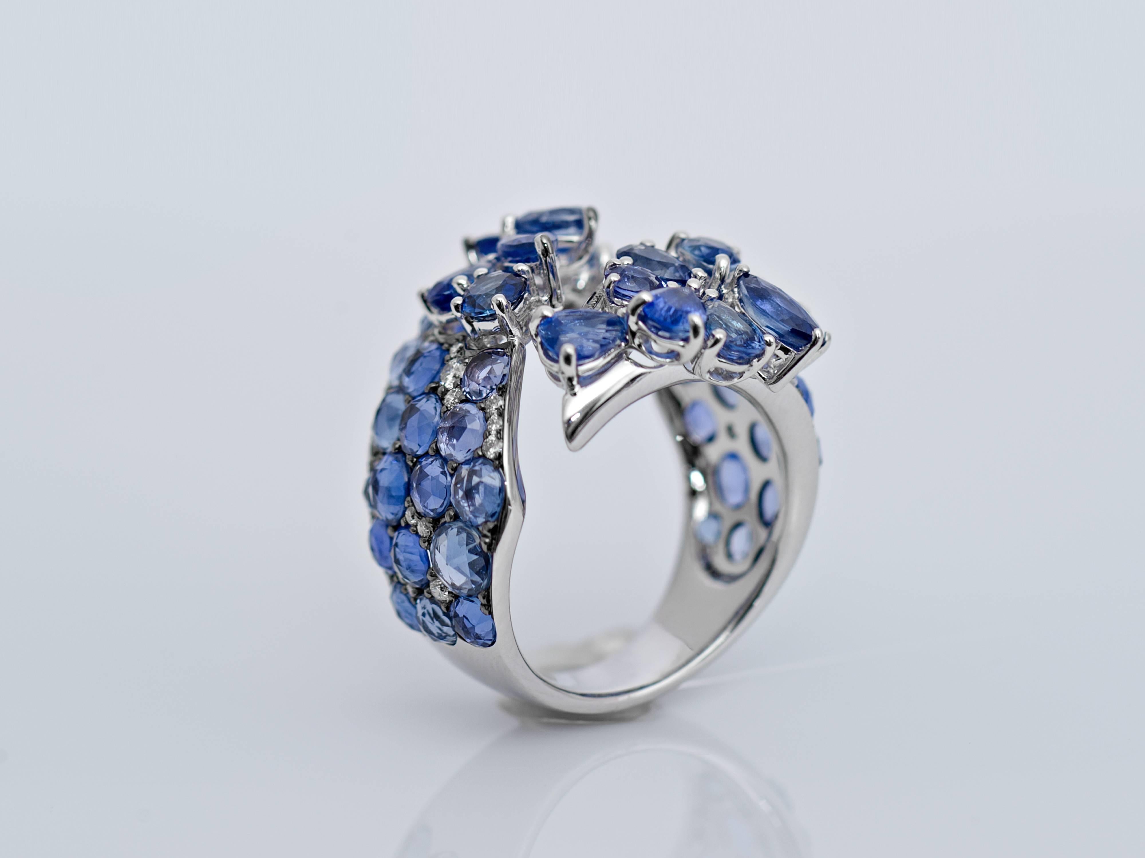 Women's Sapphire and Diamond Twisted Ring