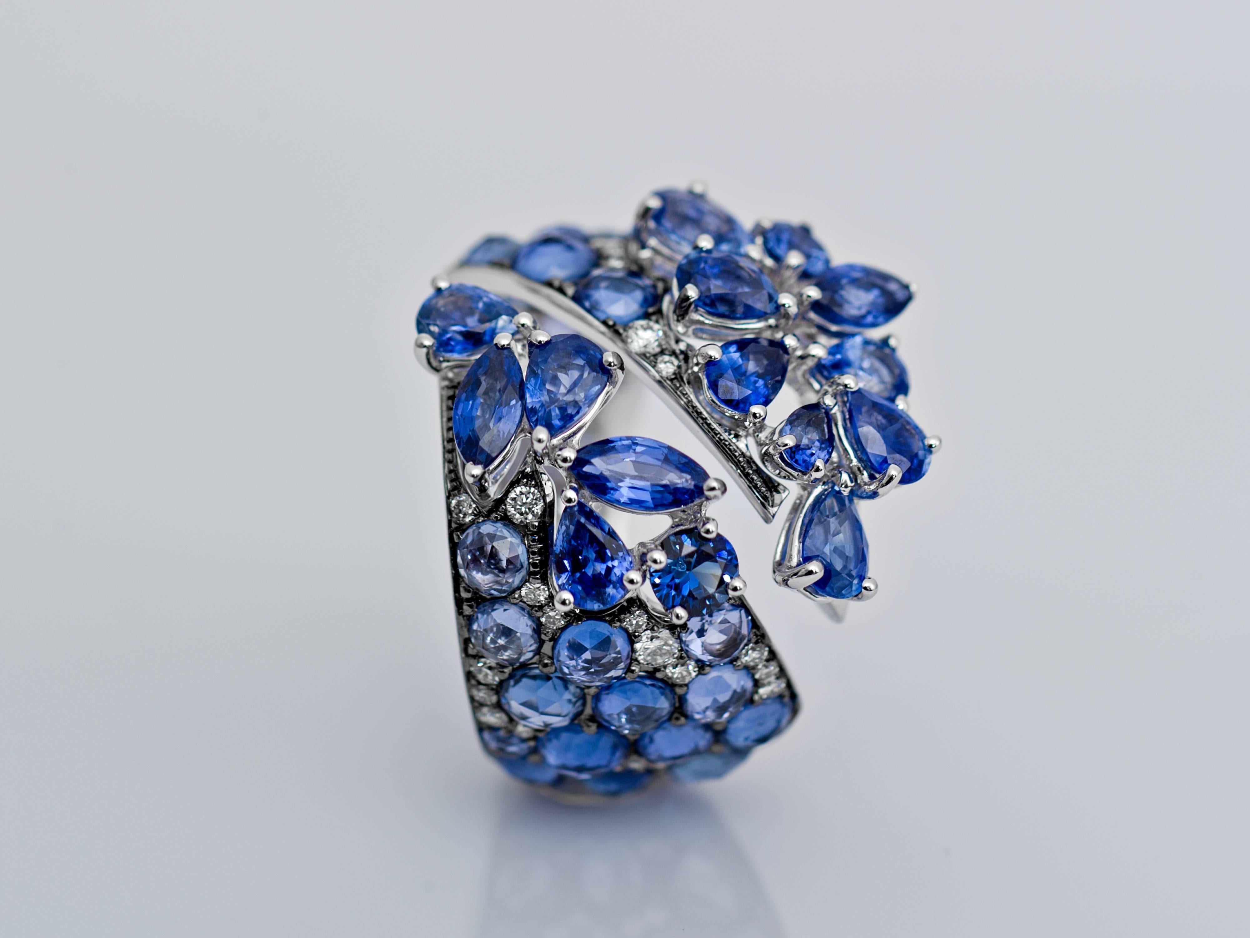 Sapphire and Diamond Twisted Ring 1