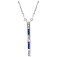 Sapphire and Diamond Vertical Bar Pendant