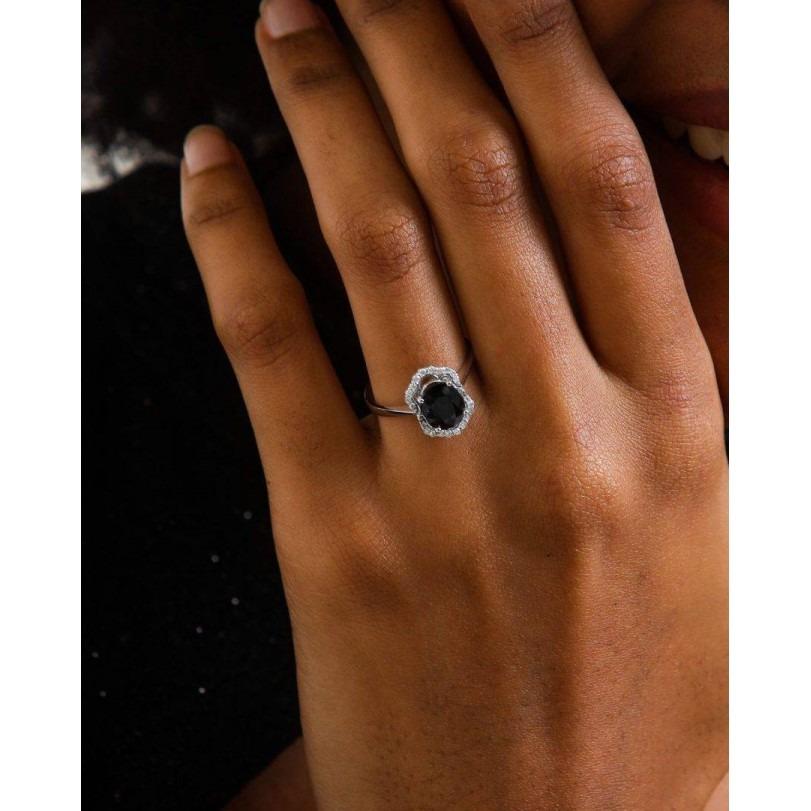 De las mujeres Anillo Zafiro Y Diamante Vintage 2.04ct en venta