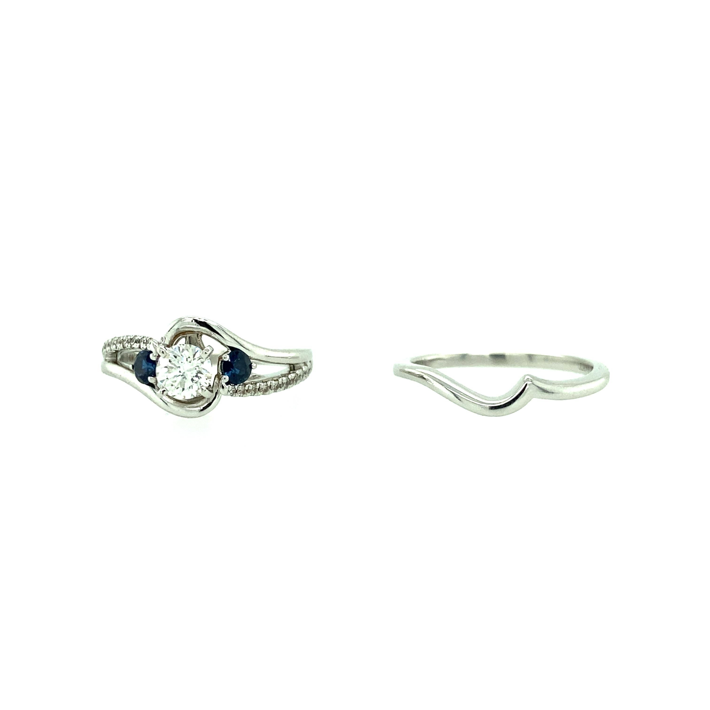 Contemporary Sapphire and Diamond Wedding Set