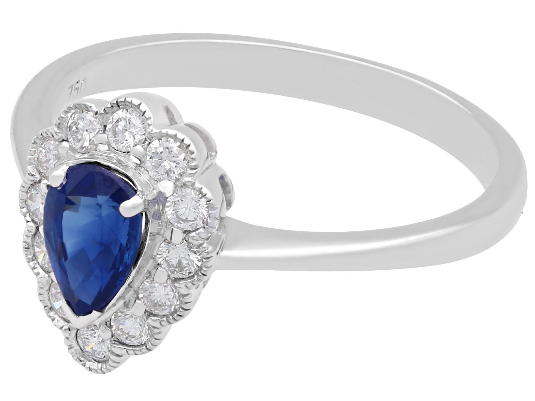 Pear Cut Sapphire and Diamond White Gold Cocktail Ring