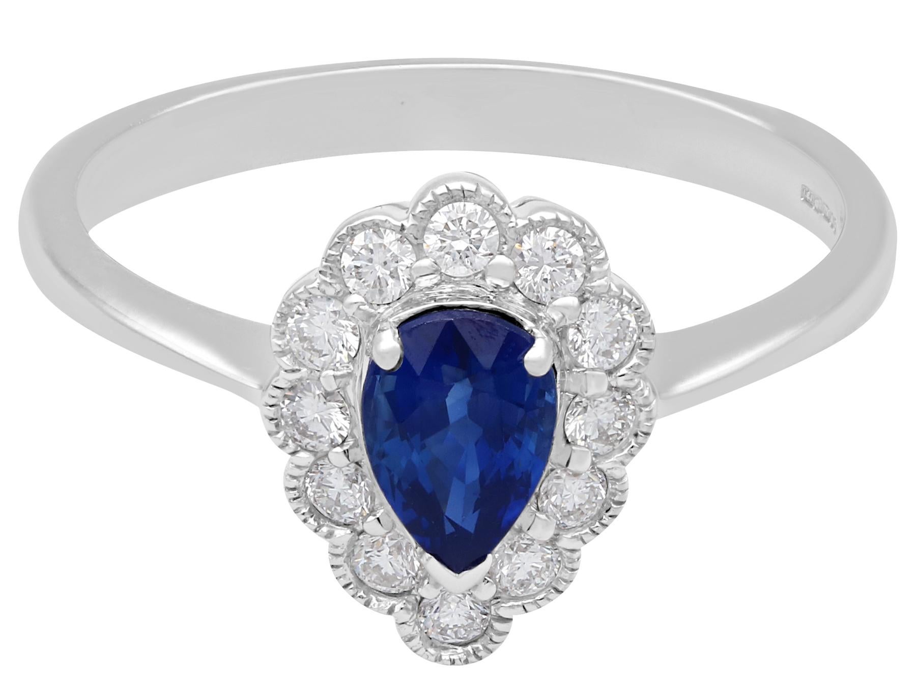 Sapphire and Diamond White Gold Cocktail Ring In Excellent Condition In Jesmond, Newcastle Upon Tyne