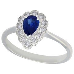 Sapphire and Diamond White Gold Cocktail Ring