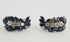 Boucles d'oreilles saphir et diamant en or blanc
