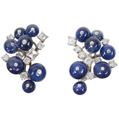 Sapphire and Diamond White Gold Earrings