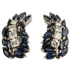 Pendientes de oro blanco con zafiro y diamantes