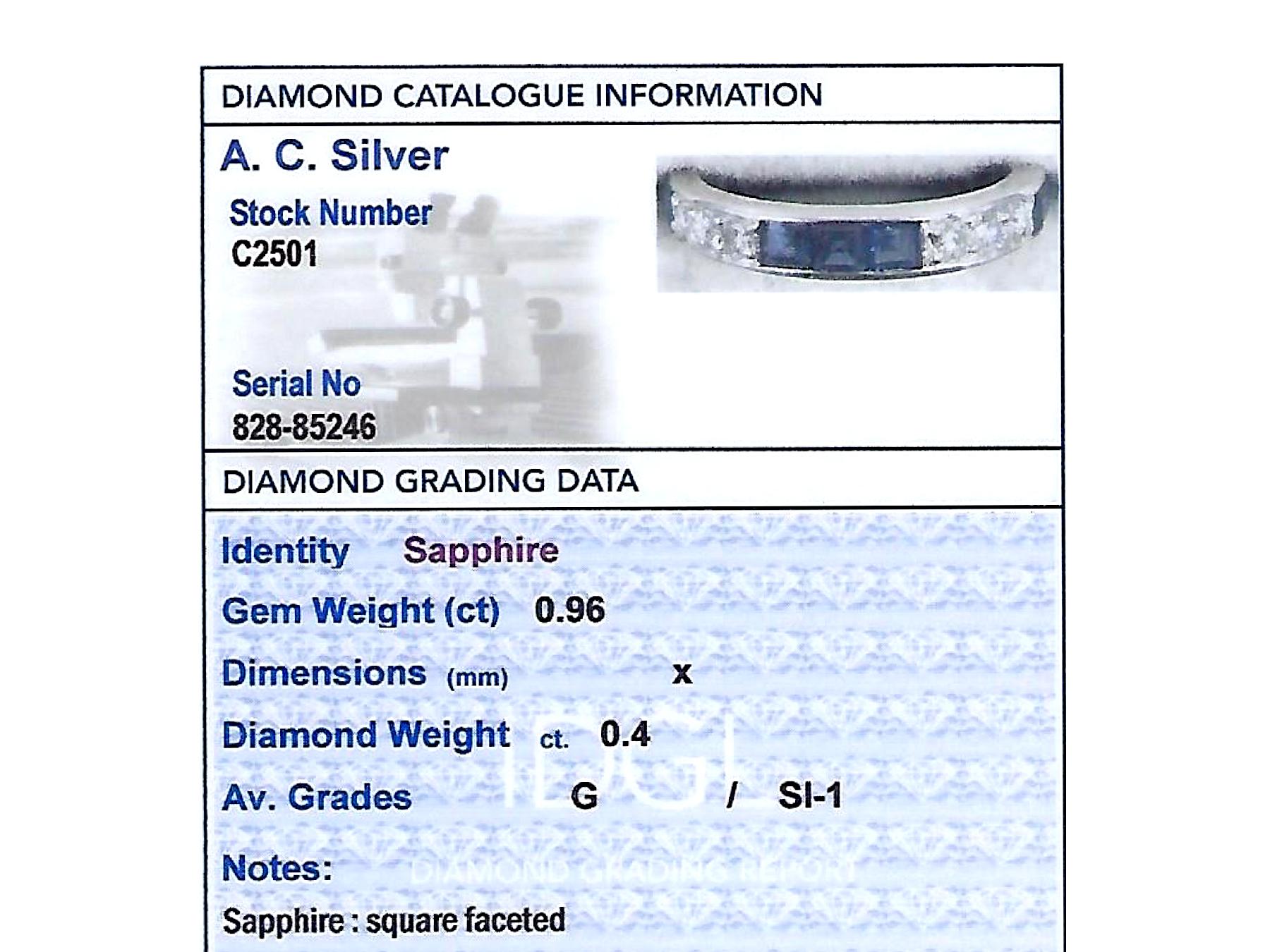 Women's or Men's Sapphire and Diamond White Gold Full Eternity Ring