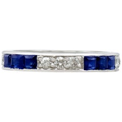 Antique Sapphire and Diamond White Gold Full Eternity Ring