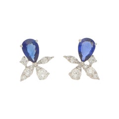 Sapphire and Diamond Orchid Earrings in 18ct White Gold 