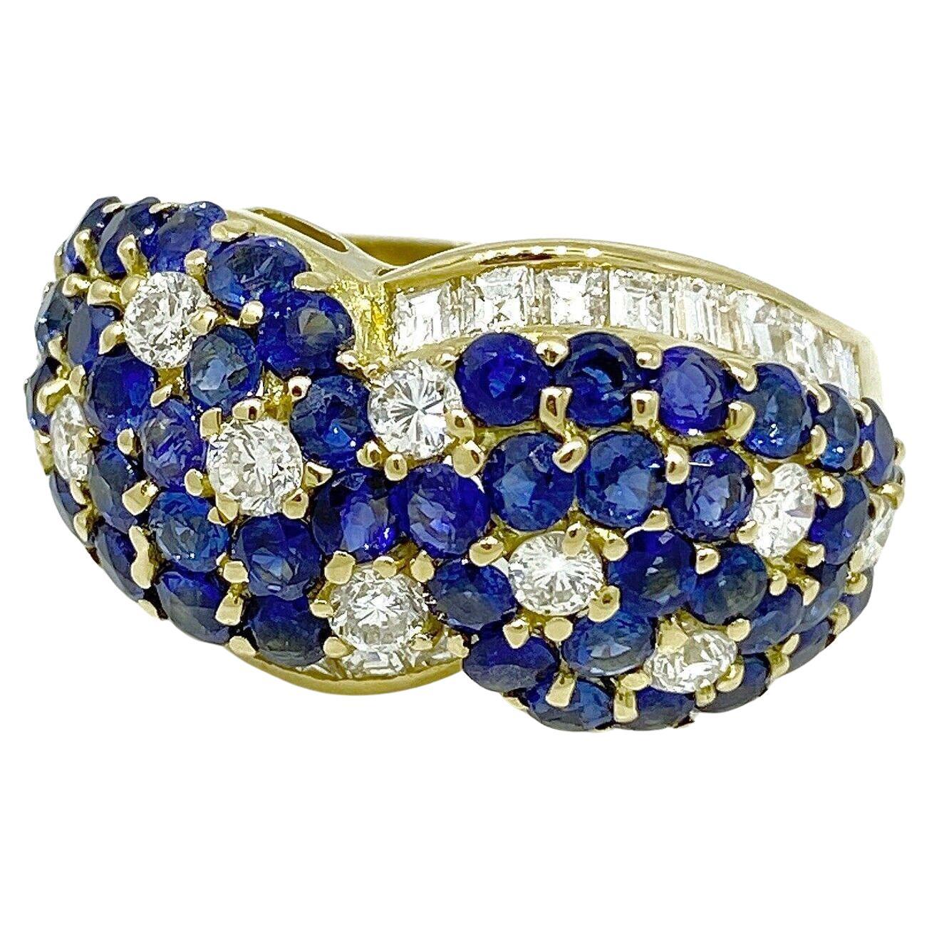 Anillo de Zafiro y Diamante en Oro Amarillo de 18k