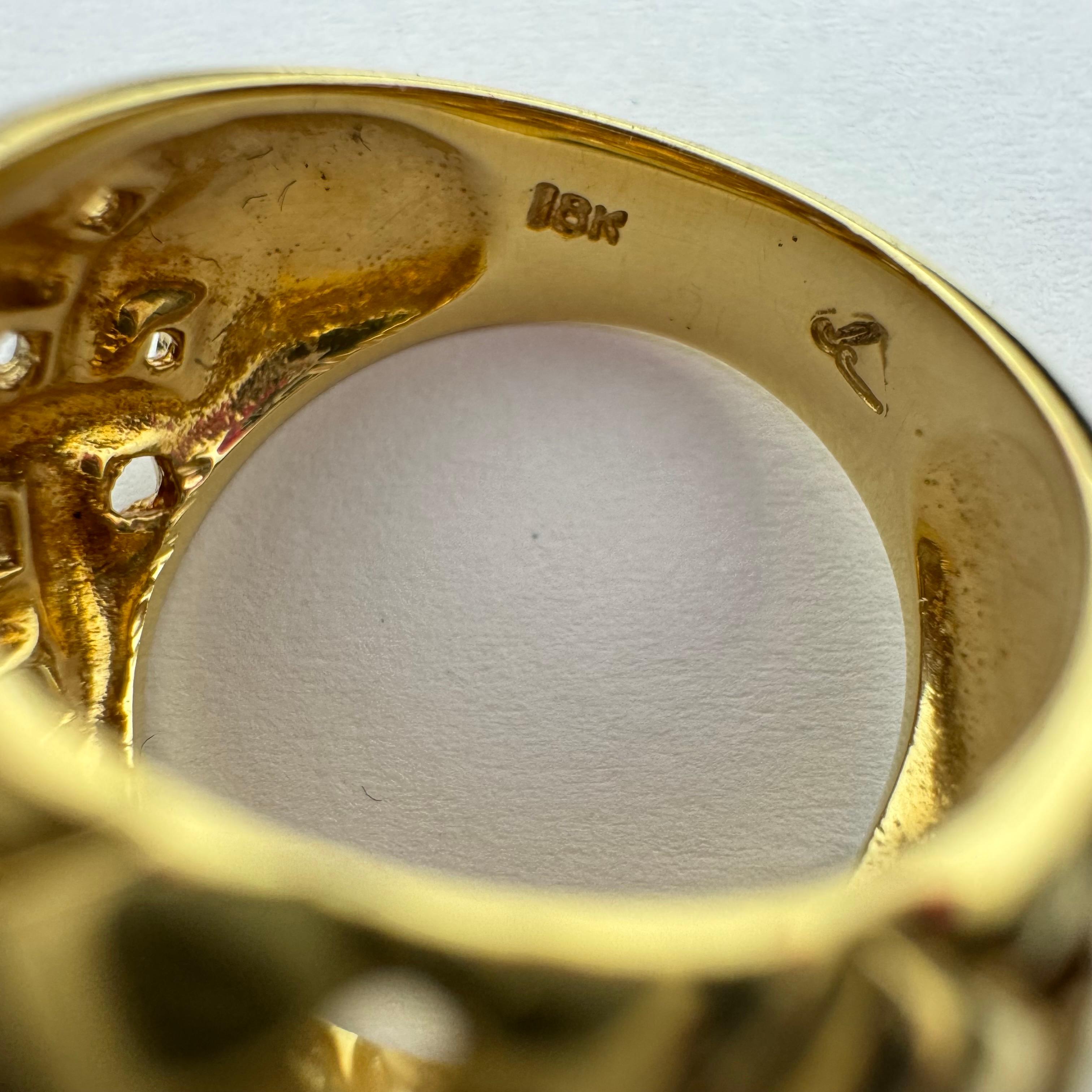Saphir und Diamant gewebt Ring in massivem 18k Gelbgold im Zustand „Gut“ im Angebot in New York, NY
