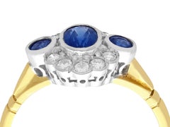 Natural Sapphire and Diamond Yellow Gold Cocktail Ring