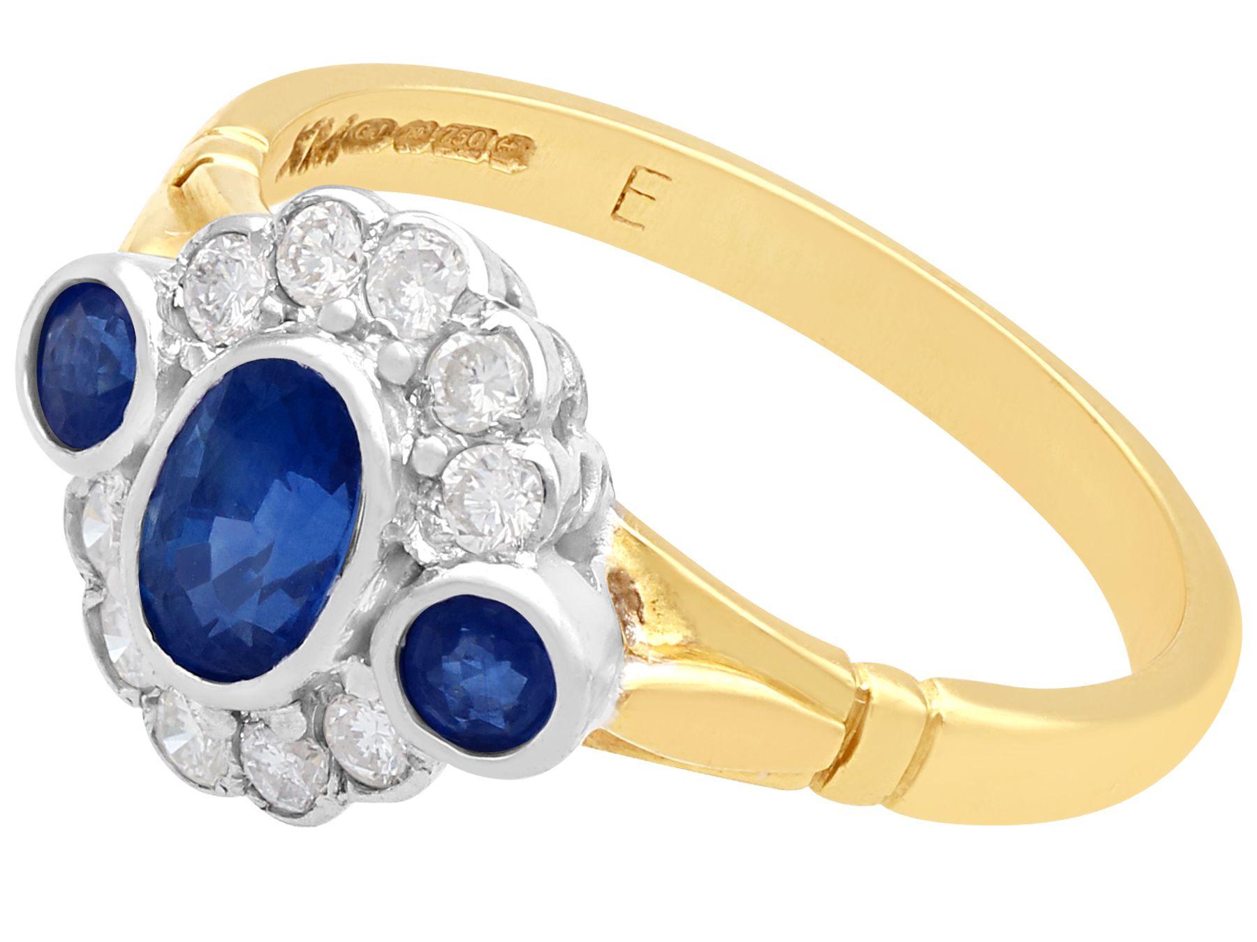 Oval Cut Sapphire and Diamond Yellow Gold Cocktail Ring For Sale