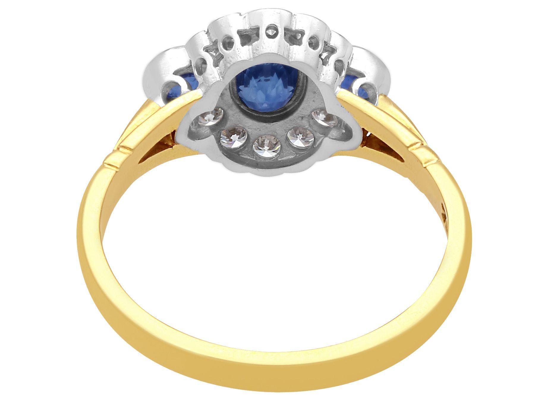 Natural Sapphire and Diamond Yellow Gold Cocktail Ring In Excellent Condition For Sale In Jesmond, Newcastle Upon Tyne