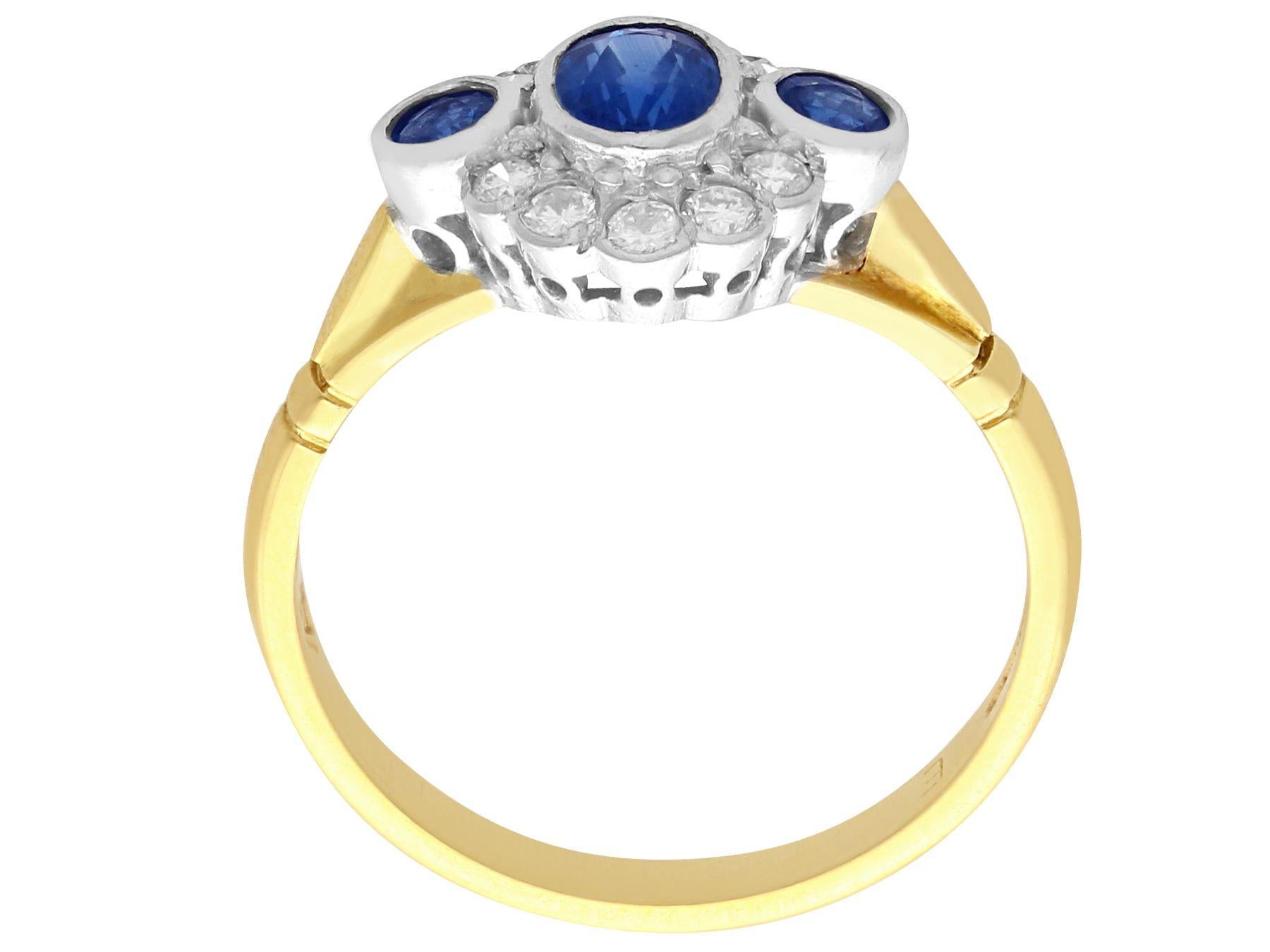 Women's Sapphire and Diamond Yellow Gold Cocktail Ring For Sale