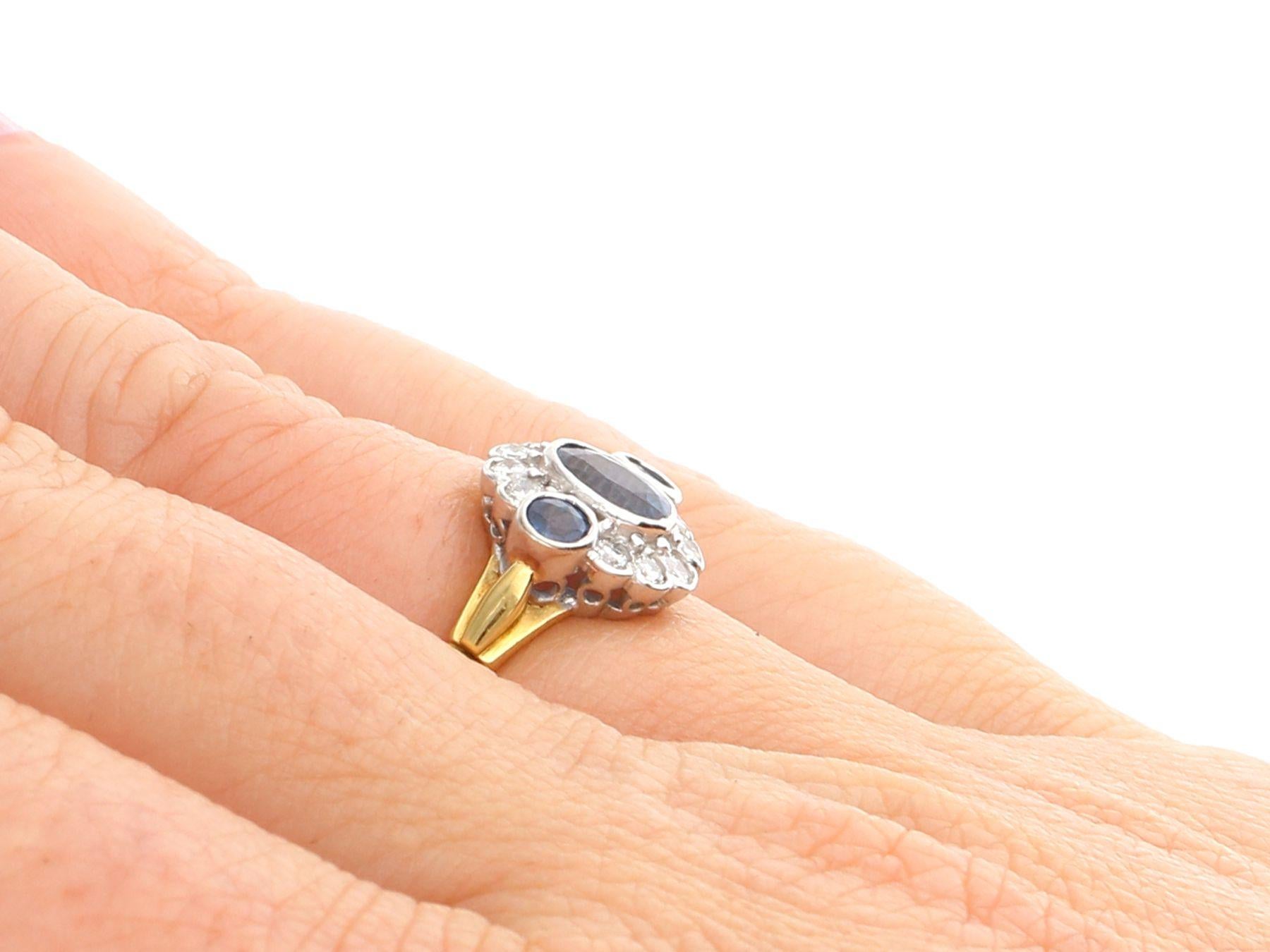 Sapphire and Diamond Yellow Gold Cocktail Ring For Sale 2