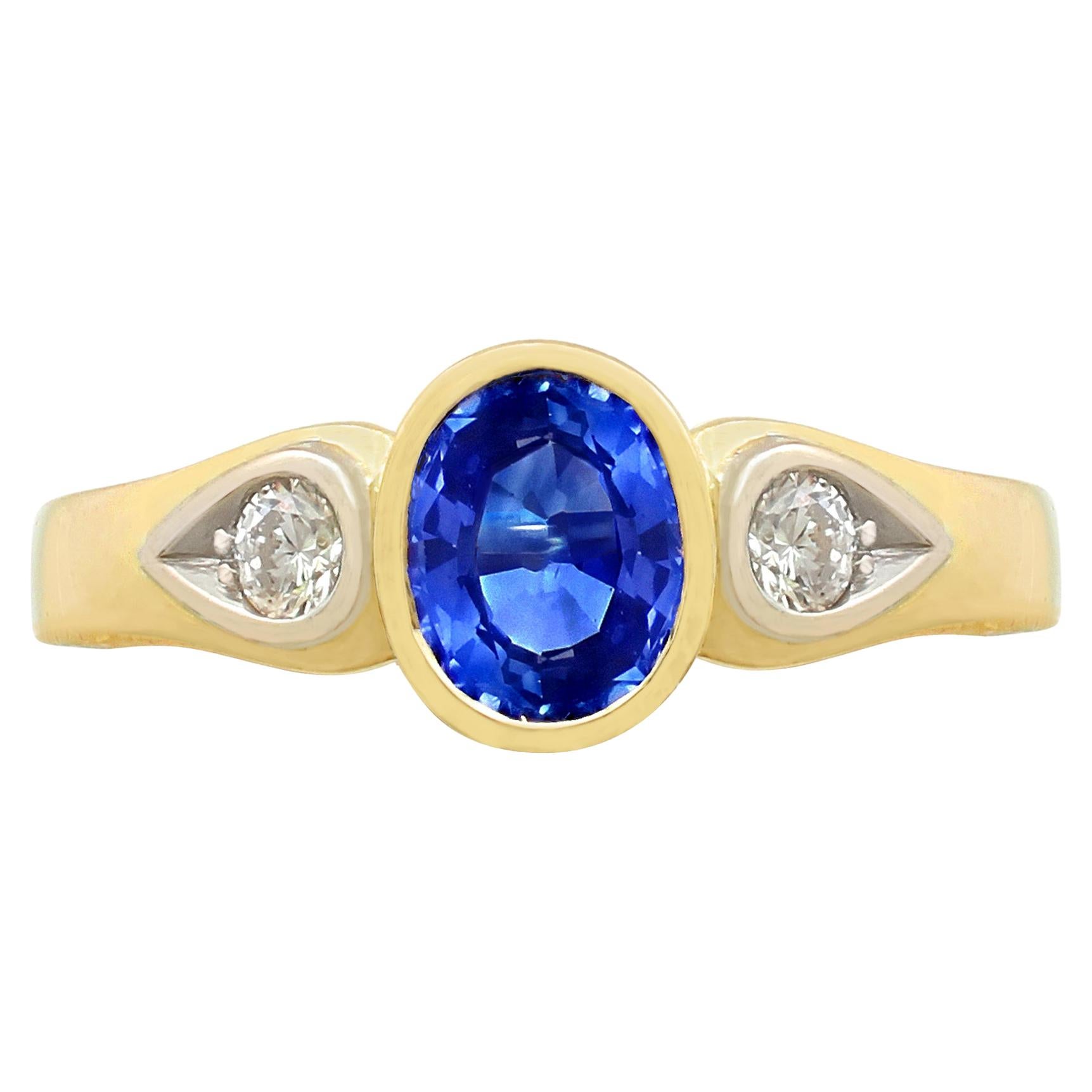 Sapphire and Diamond Yellow Gold Dress Ring