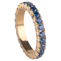 Vintage Sapphire and Diamond Yellow Gold Men’s Eternity Ring