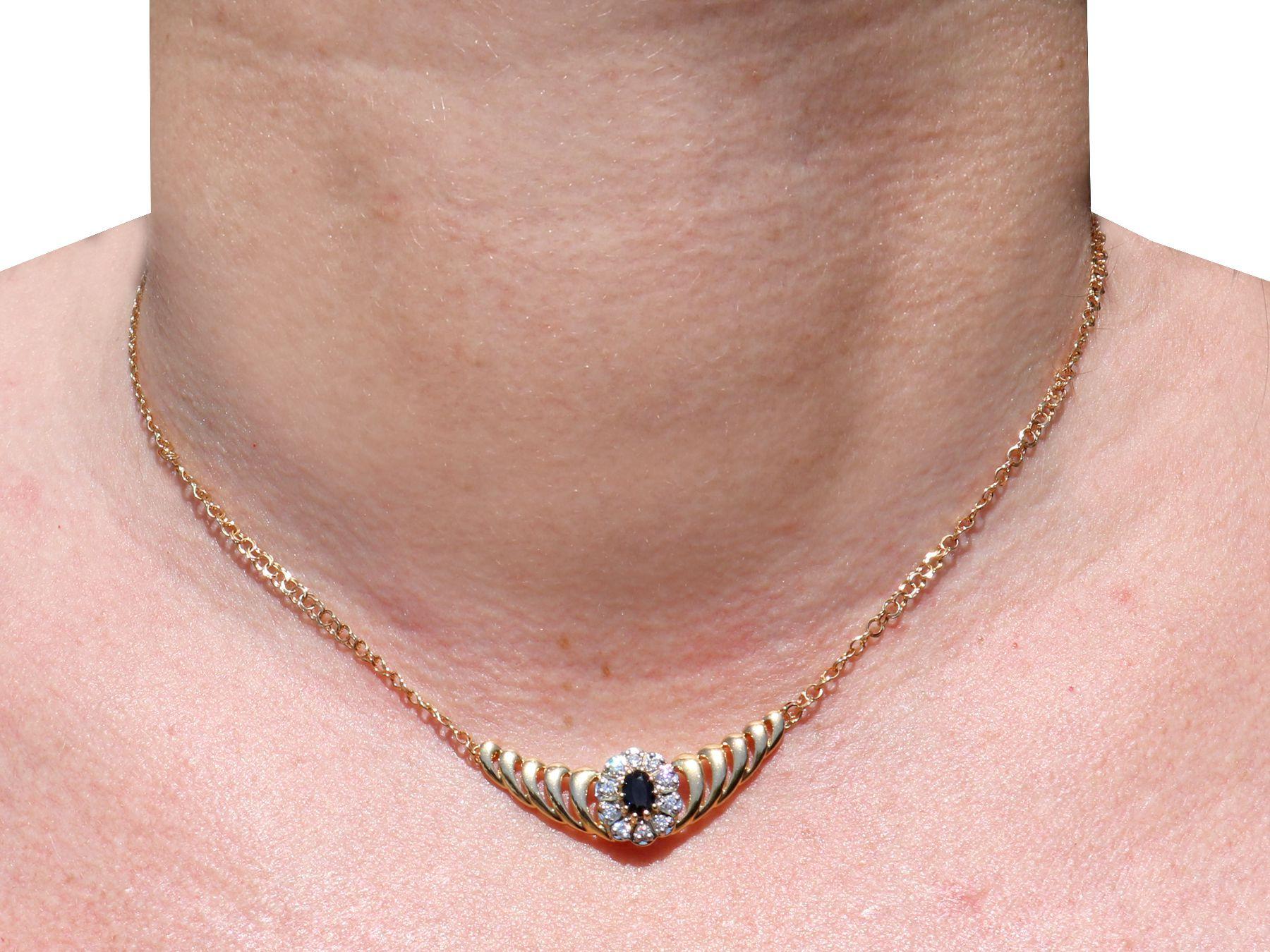 Sapphire and Diamond Yellow Gold Necklace For Sale at 1stDibs