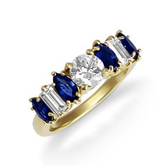 Sapphire and Diamond Yellow Gold Ring