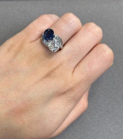 Sapphire and Diamond "You and Me" Ring