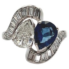 Sapphire and Diamond You & Me ring