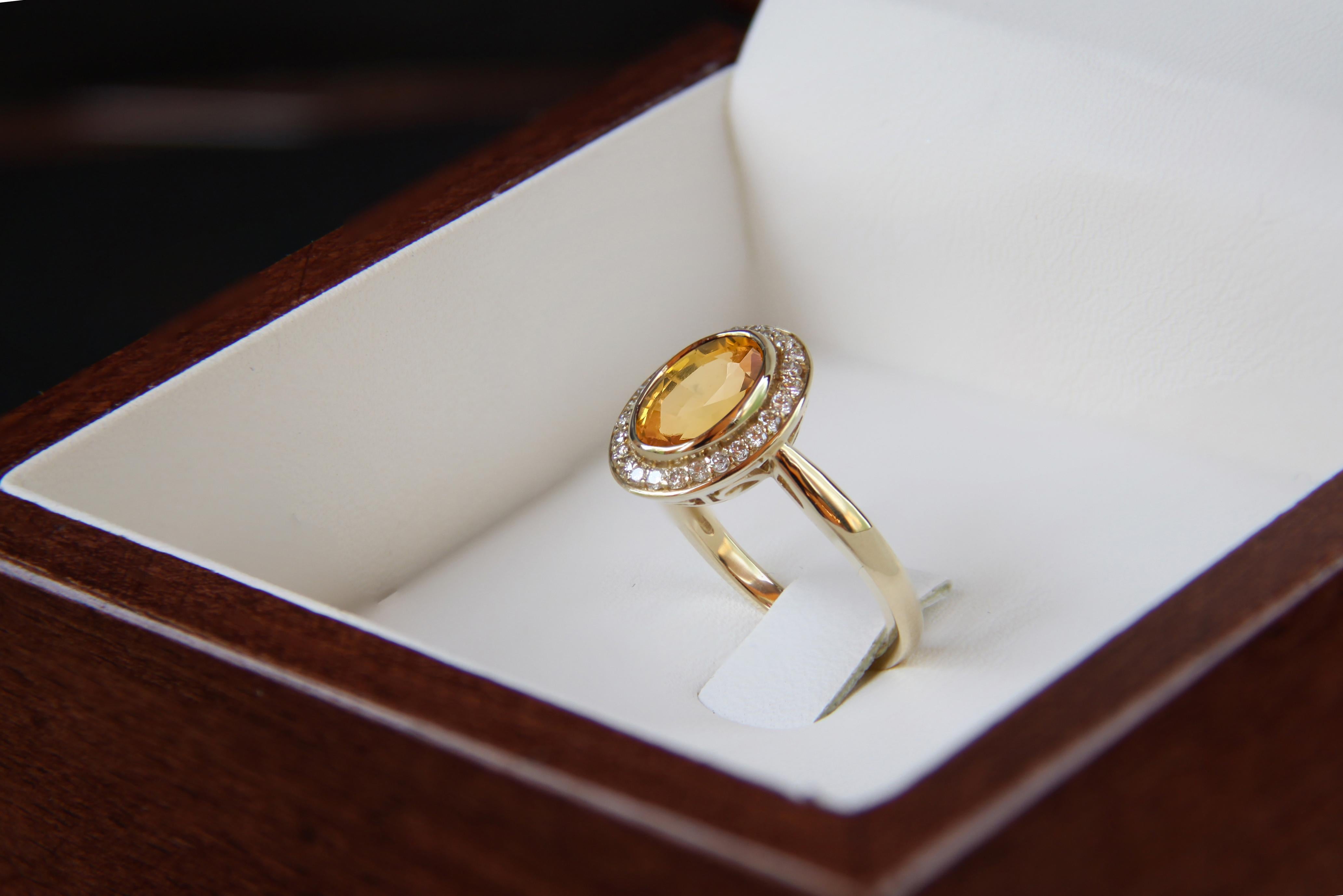 Modern Sapphire and diamonds 14k gold ring.  For Sale