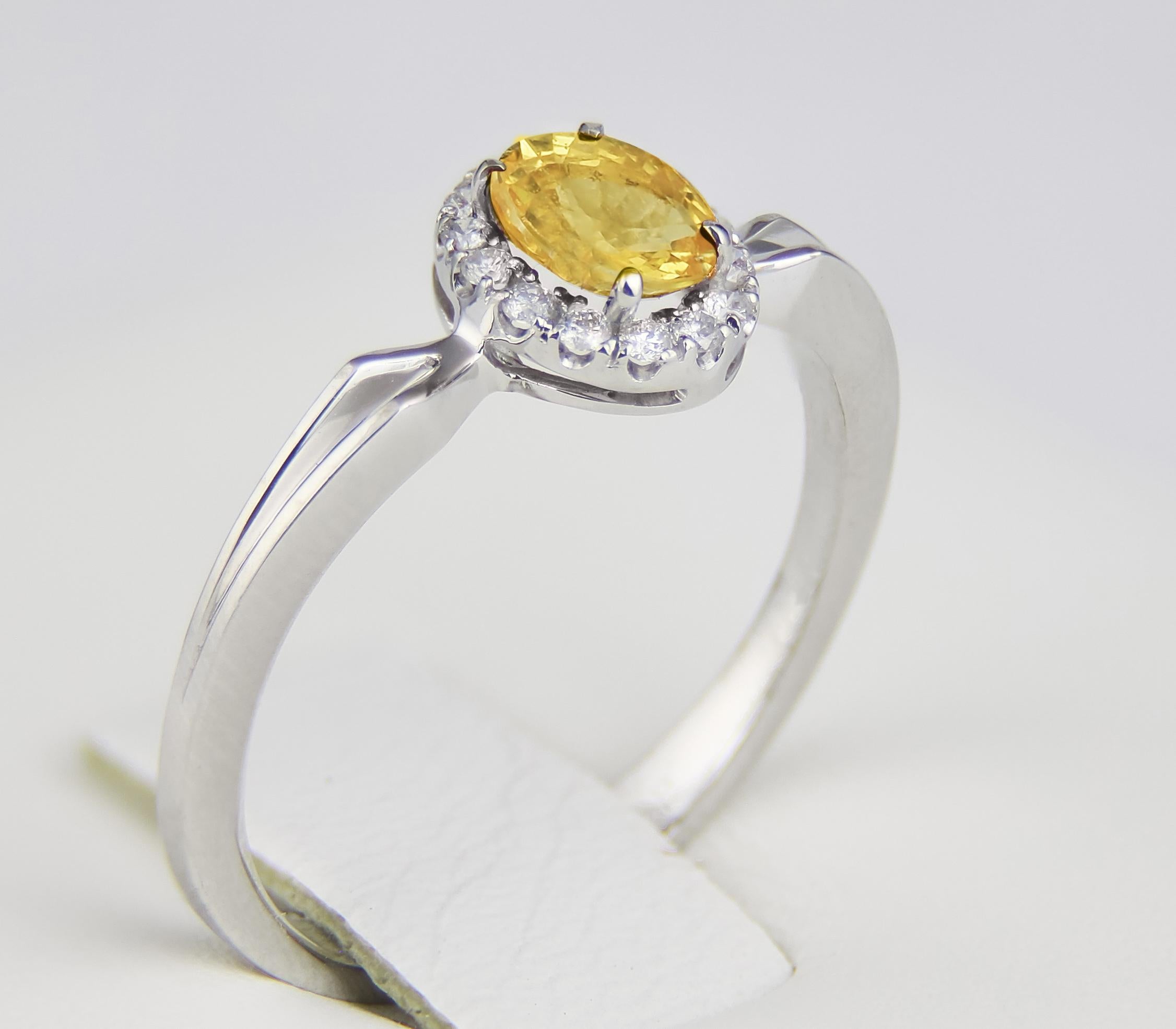 Ring aus 14-karätigem Gold mit Saphiren und Diamanten.  im Zustand „Neu“ im Angebot in Istanbul, TR