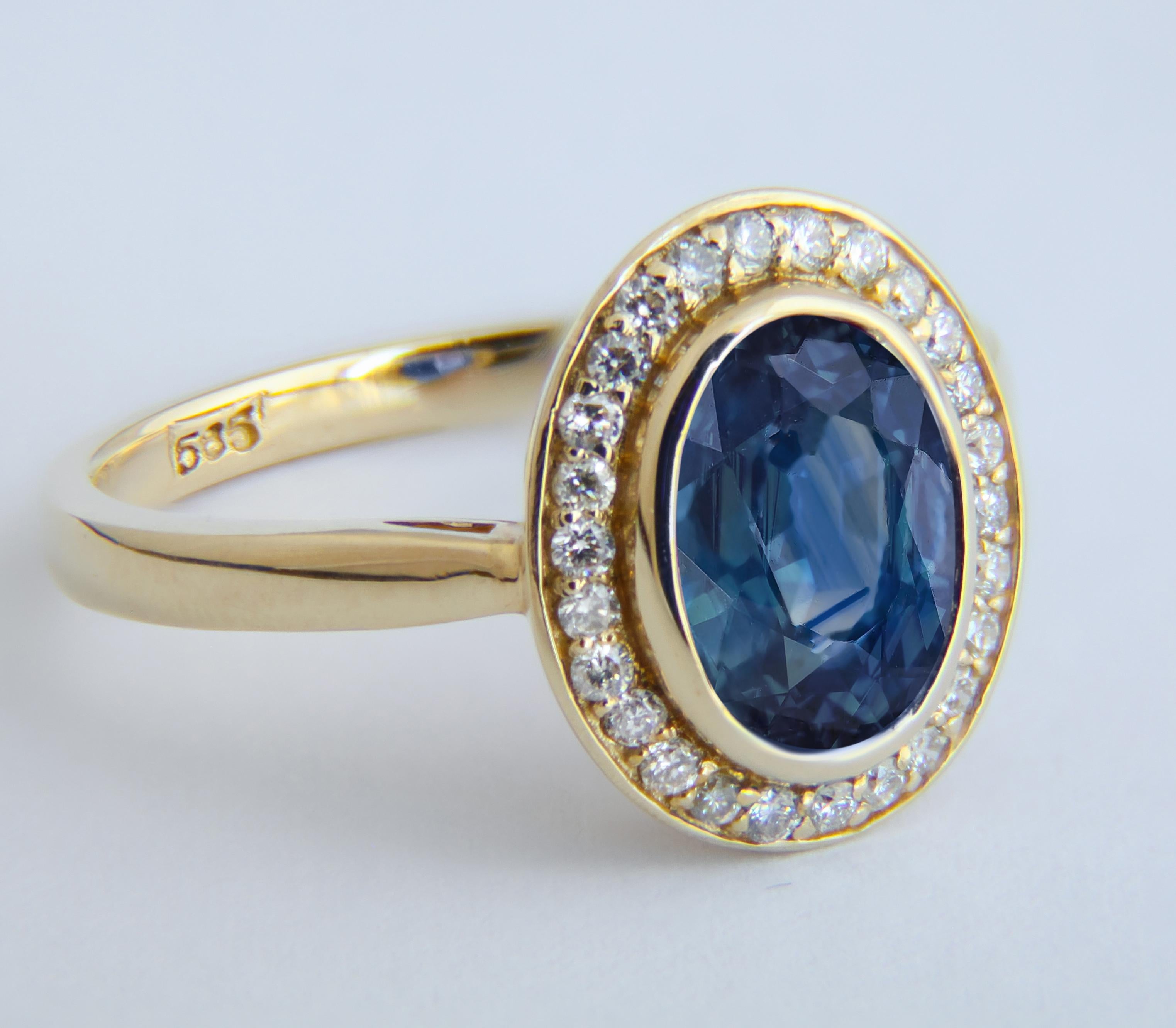For Sale:  Sapphire and diamonds 14k gold ring. 6