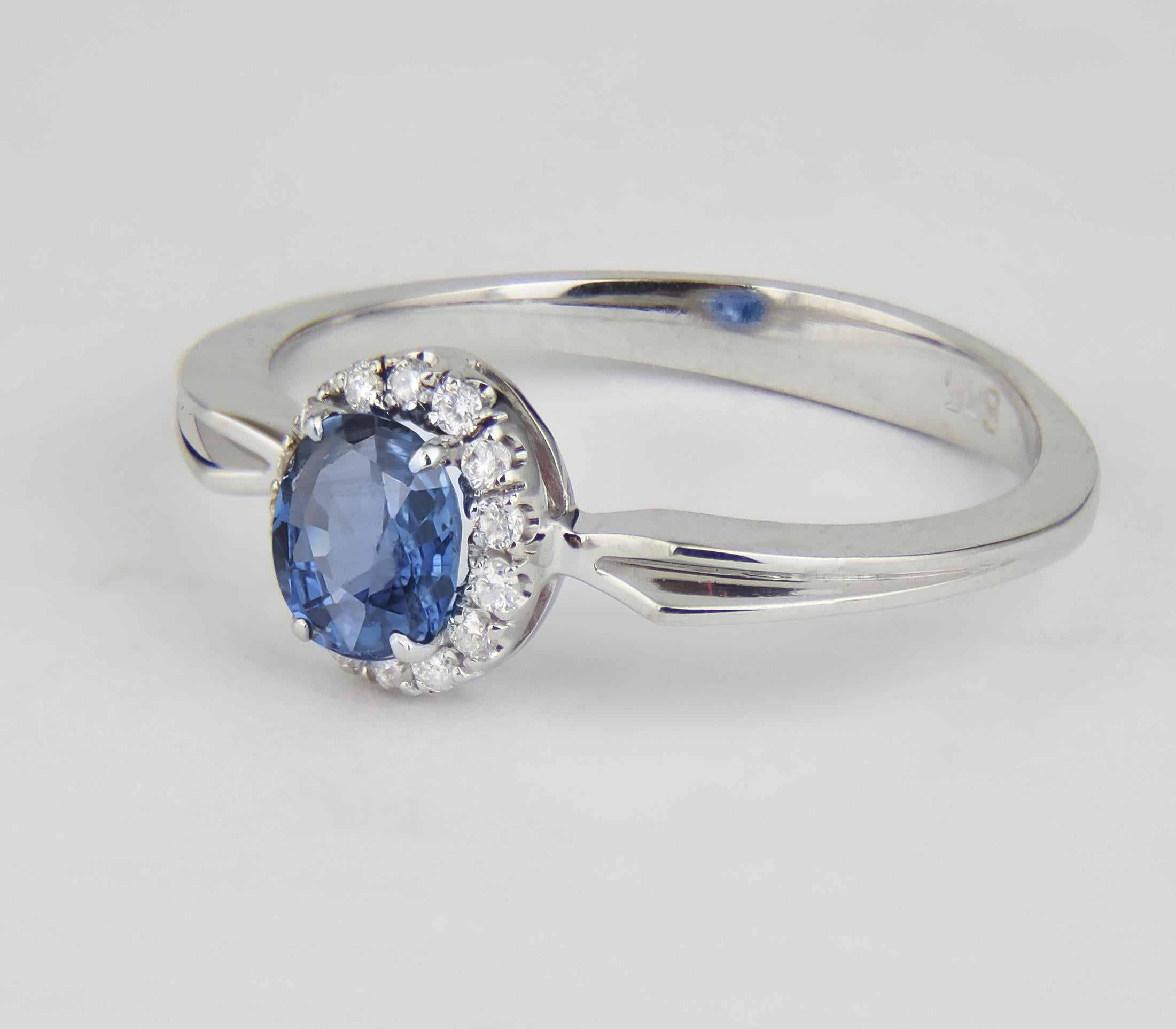 Sapphire and diamonds 14k gold ring.  For Sale 1