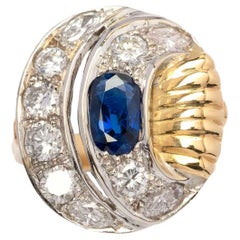 Sapphire and diamonds 1950s cocktail ring