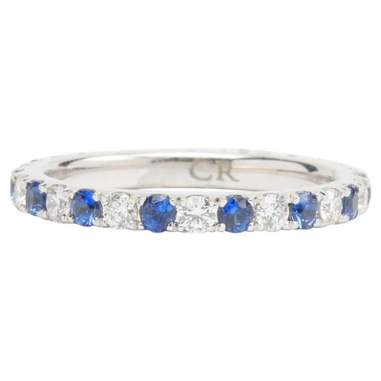 Sapphire and Diamonds and 18K White Gold Eternity Band