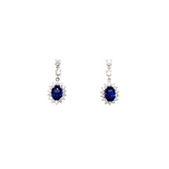 Pendientes gota art déco zafiro y diamantes oro blanco 18k