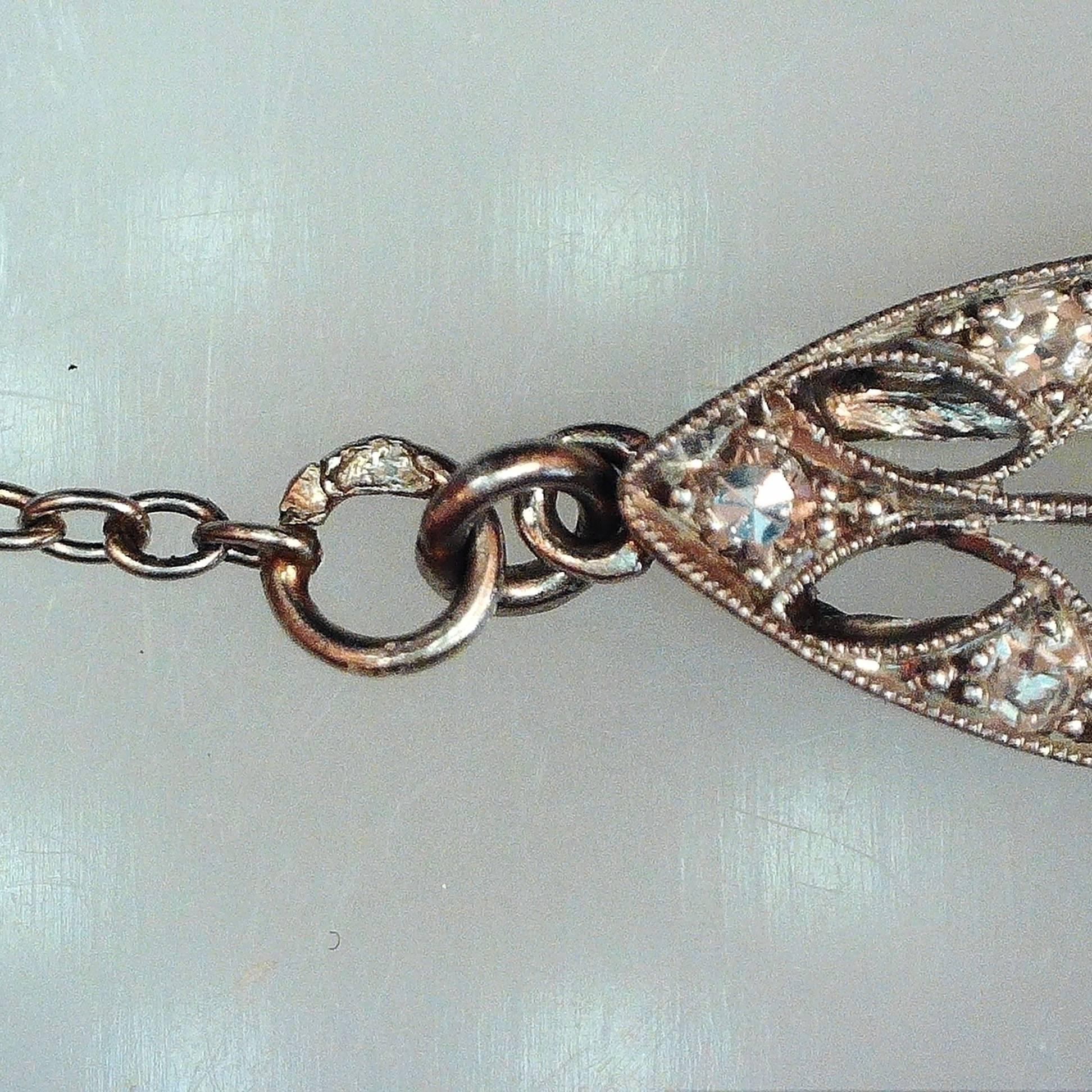 Sapphire and Diamonds Art Deco French Pendant Necklace 3