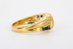 Sapphire and Diamonds Band in 18k Yellow Gold