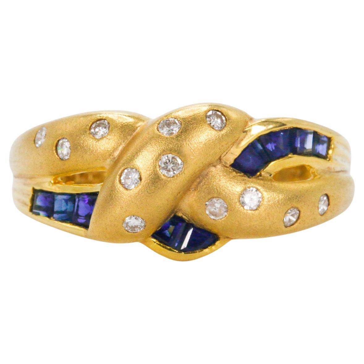 Sapphire and Diamonds Band in 18k Yellow Gold