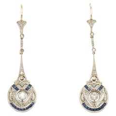 Boucles d'oreilles déco en saphir et diamants