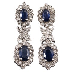 Sapphire and Diamonds Drop Cute Minimalist Crystal Earring Set