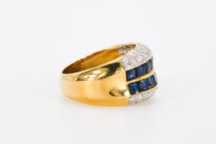 Sapphire and Diamonds in 18k Yellow Gold Band